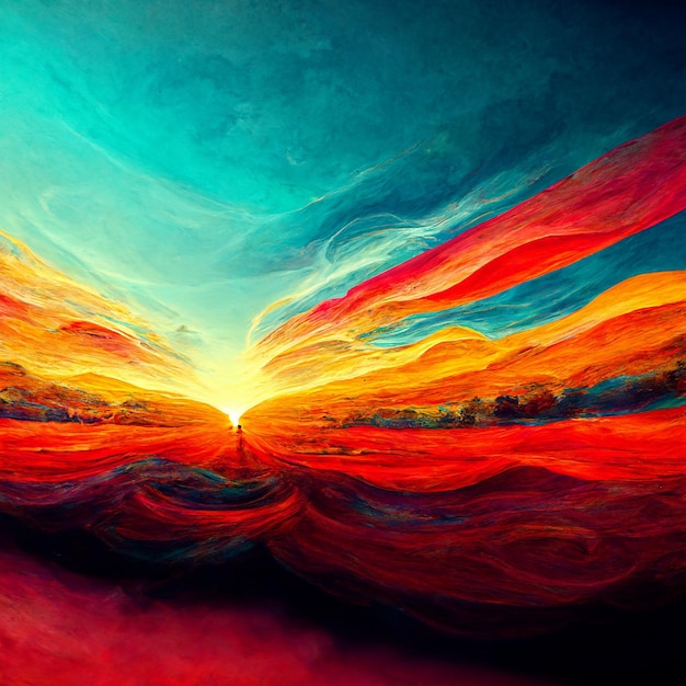 PandaSan surreal sunset 4K vivid color detailed abstract 3D