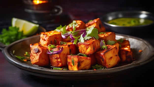 Paneer Butter Masala on a Restaurant Background Photography