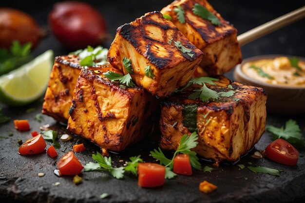 Paneer tikka marinated with Indian spices