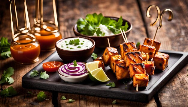 Photo paneer tikka platter