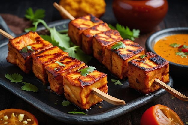 Paneer tikka with a hint of saffron