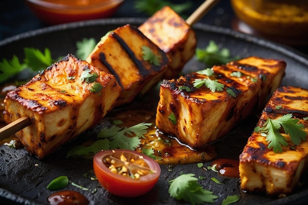 Paneer tikka with a savory marinade