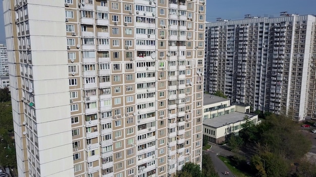 Panel apartment block as a part of moscow aerial cityscape russia