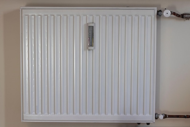 Panel steel radiator for heating installed in the apartment