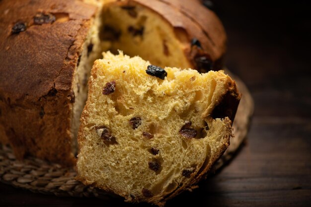 Panettone baked traditional italian Christmas cake