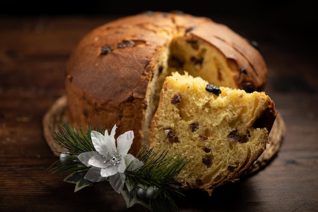 Panettone baked traditional italian Christmas cake