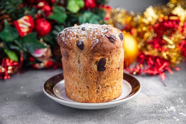 Panettone sweet Christmas dessert traditional baking easter cake fresh healthy meal food snack