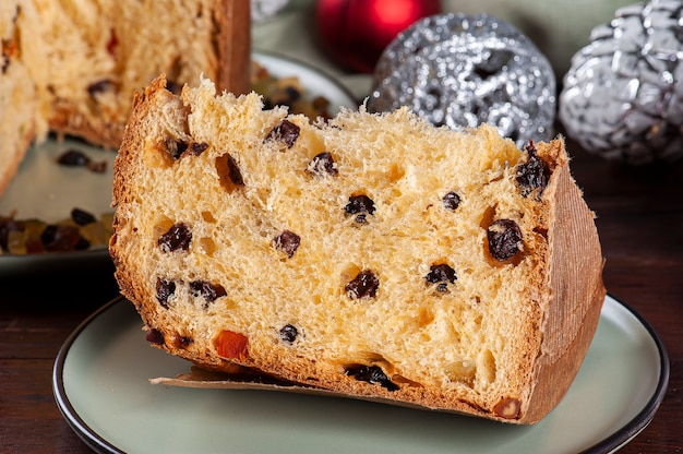 Panettone. Typical fruit cake served at Christmas.