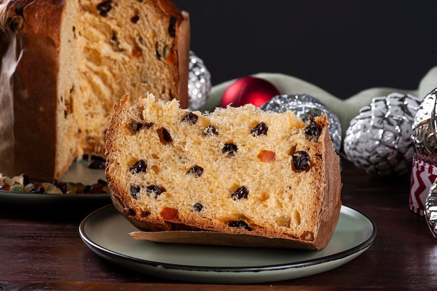 Panettone. Typical fruit cake served at Christmas.