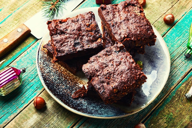 Panforte cake with almonds nuts dried fruits and berries