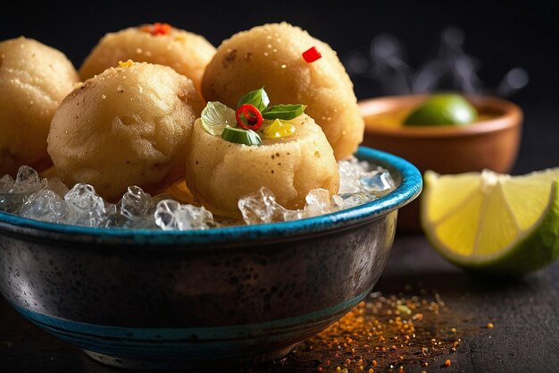 Pani puri with a burst of spicy water and a side of le