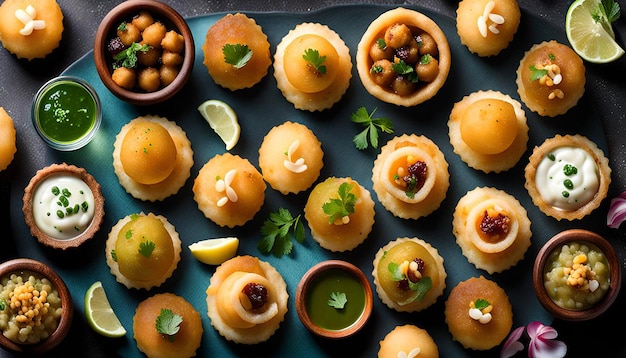 Pani puri with a mix of savory and tangy flavors