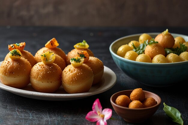 Photo pani puri with spicy and sweet flavors