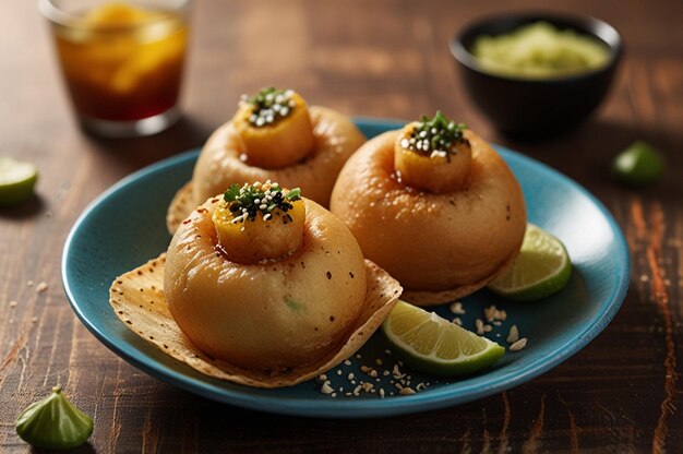 Photo pani puri with spicy and sweet flavors