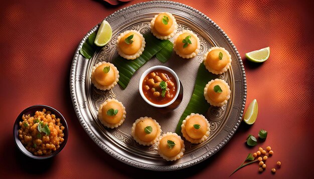 Photo pani puri with sweet and spicy