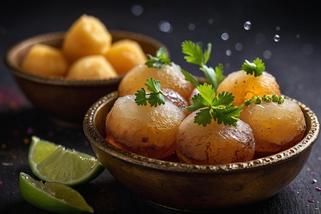 Pani puri with a variety of colorful and tangy flavore