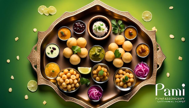 Pani puri with a variety of flavorful chutneys