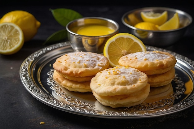 Pani Puris on Silver Tray with Lemon Wedges