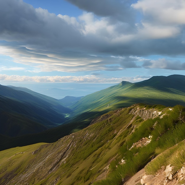 Panorama of beautiful landscape in mountains Generative AI