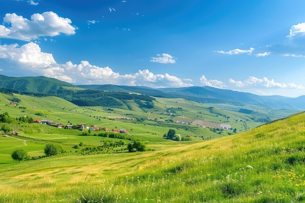 Photo panorama of beautiful romanian countryside