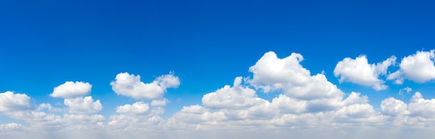 Panorama Blue sky and white clouds. Bfluffy cloud in the blue sky