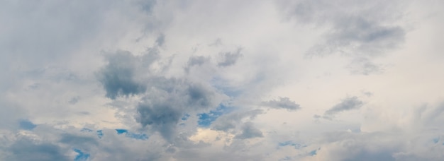 Panorama of blue sky with white clouds