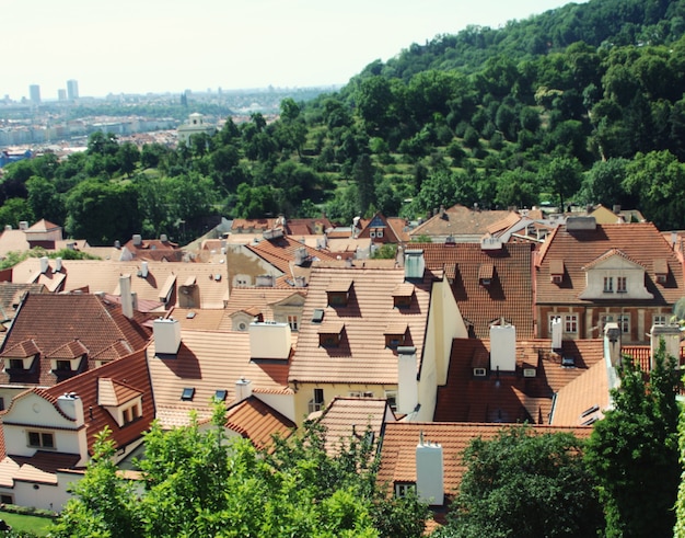 Panorama of Charles bridge, View From Castle, Prague, Czech Republic