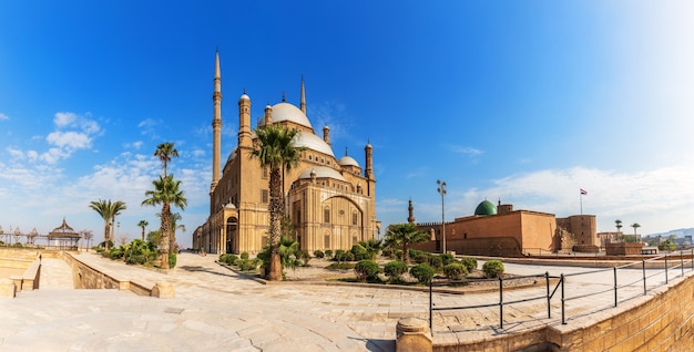 Panorama of the Great Mosque in the Cairo Citadel, Egypt.