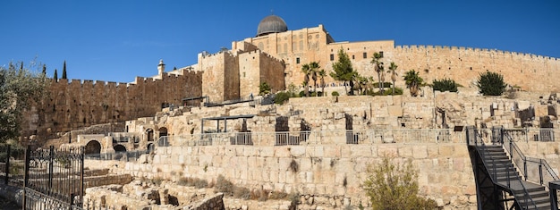 Panorama of Jerusalem the walls of the Old city