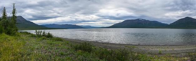 Panorama of the lake on the Putorana plateau