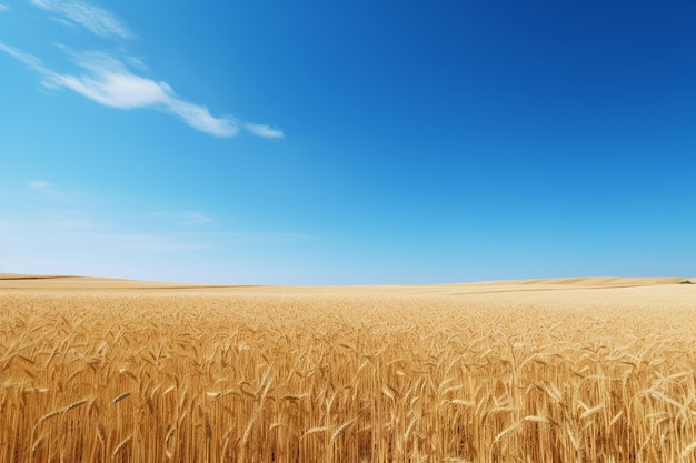 Panorama of a large beautiful field and blue sky