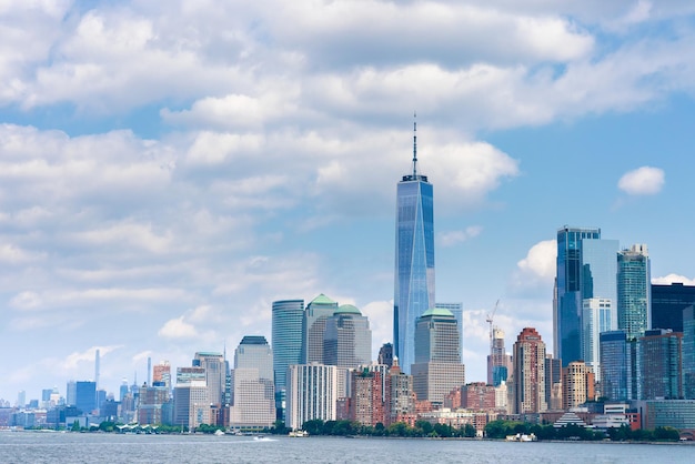 Panorama of Manhattan skyline from Hudson River NYC