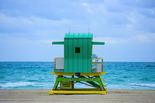 Panorama of Miami Beach Florida Lifeguard Tower Miami Beach Florida