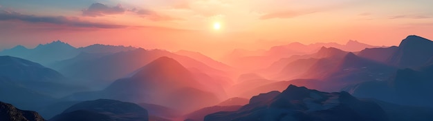 Panorama mountain landscape at sunset background Ai Generated