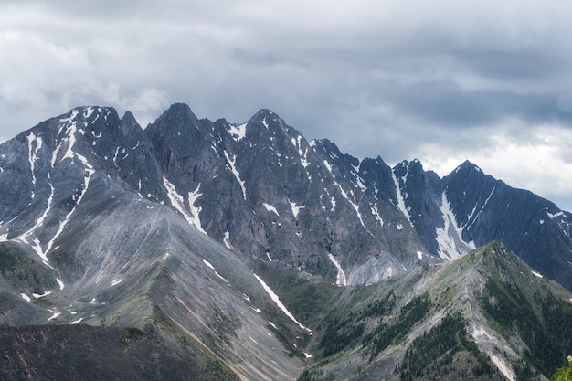 Panorama of the mountain ridge tunkinsky goltsy siberia