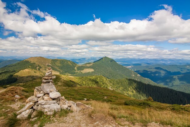 Panorama of the mountains on a sunny day