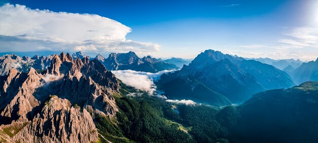 Panorama National Nature Park Tre Cime In the Dolomites Alps. Beautiful nature of Italy.