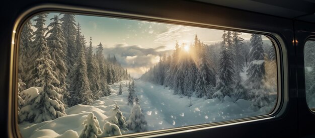 panorama nature point of view from train window vacation travel concept background