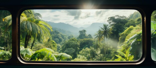 panorama nature point of view from train window vacation travel concept background