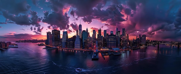 panorama of New York city skyline and skyscrape view in Midtown Manhattan