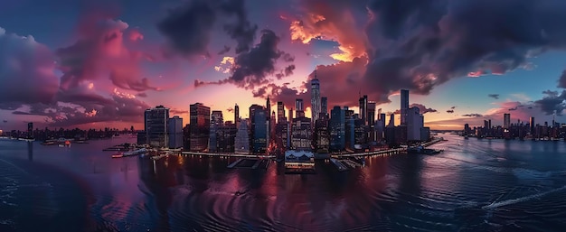 panorama of New York city skyline and skyscrape view in Midtown Manhattan