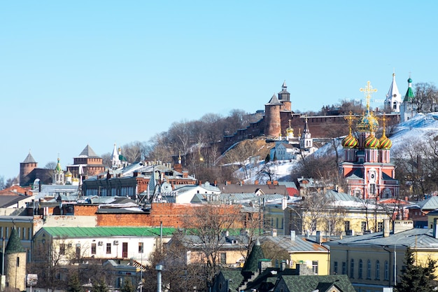 Panorama of Nizhny Novgorod on a clear winter day