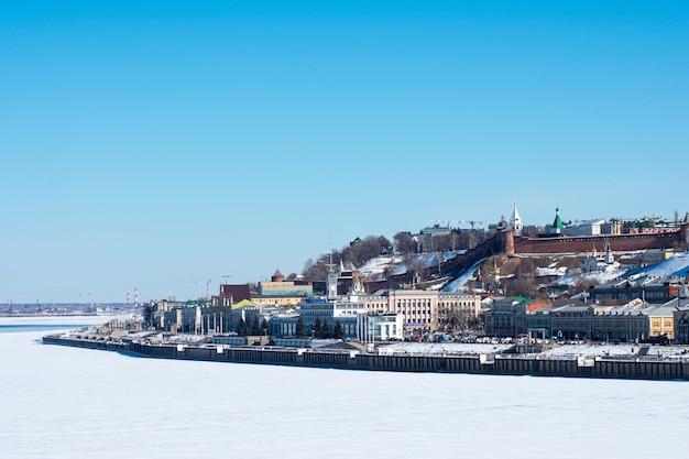 Panorama of Nizhny Novgorod on a clear winter day