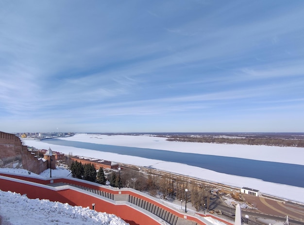 Panorama of Nizhny Novgorod on a clear winter day