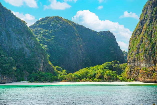 Panorama of Phi Phi island with beach