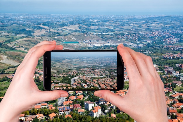 Panorama of Republic of San Marino in Italy. photo taken on the phone