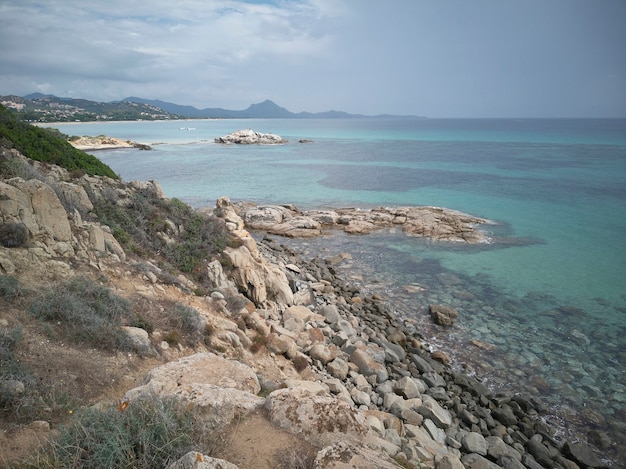 Panorama of the Scoglio di Peppino beach in the south of Sardinia
