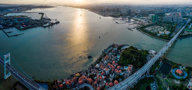 Panorama of Shantou Bay Bridge Shantou City