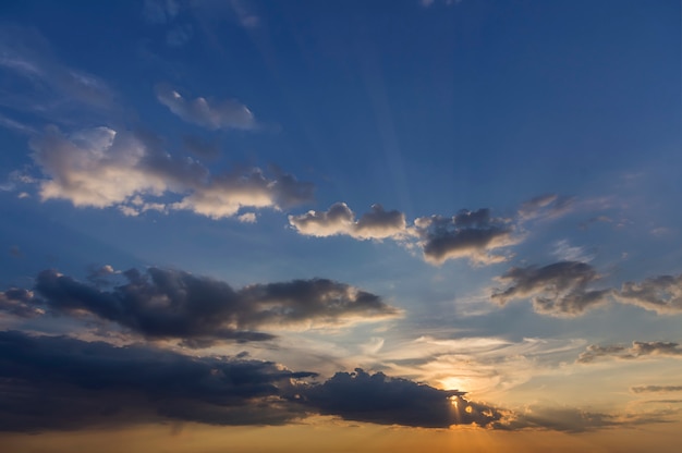 Panorama of sky at sunrise or sunset