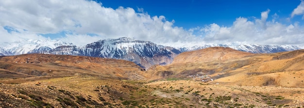 Panorama of Spiti valley and Kibber village